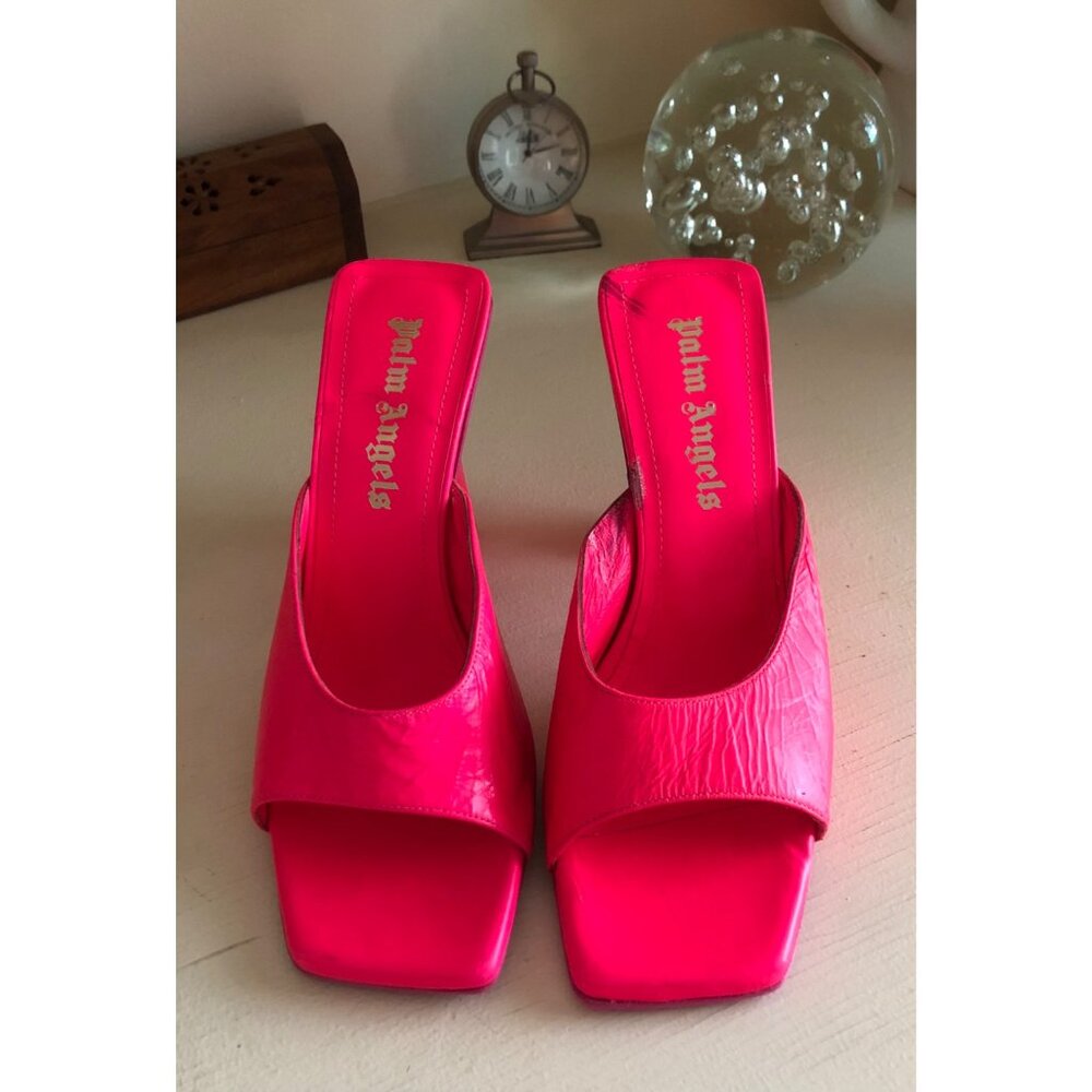 Women's Palm Angels Mule FUCHSIA Neon Pink Palm Tree Heel Size 37 / 6.5 - Picture 6 of 12